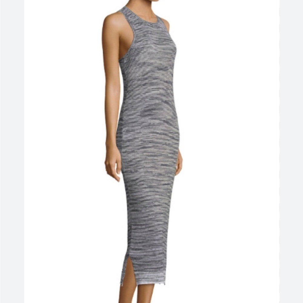 THEORY INTRELLA SPACE DYE STRIPED LINEN BLEND MAXI DRESS ECHO SZ XS